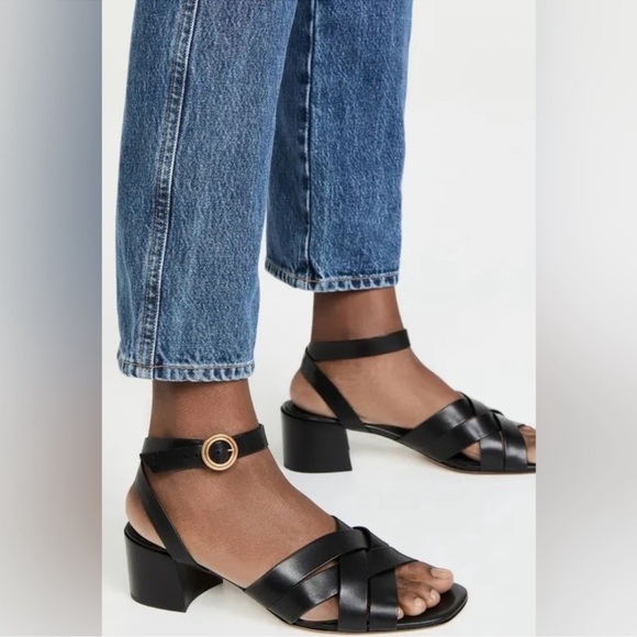 NWT Tory Burch Silver City Heel Ankle Strap All Leather Block Sandals size 11 M - Picture 2 of 13